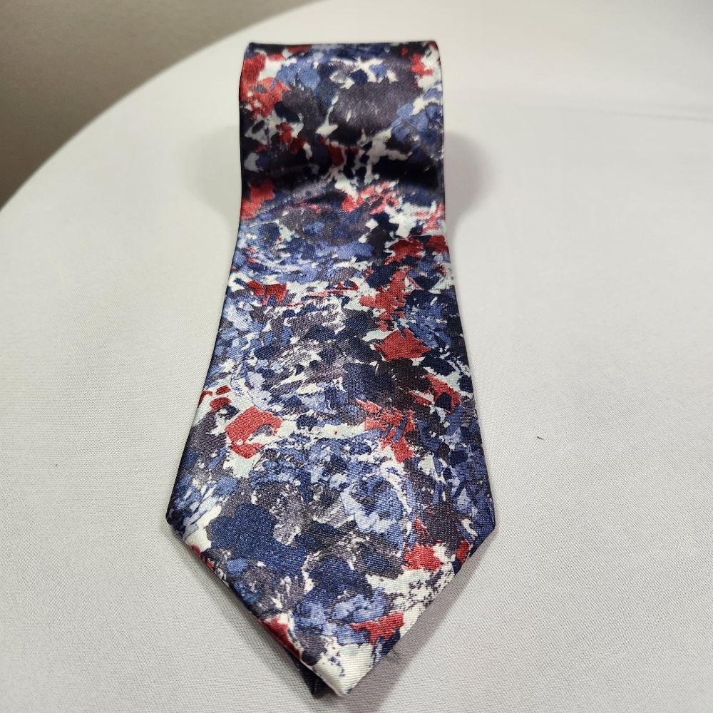 ⭐️Vintage Ketch Classics Men’s Necktie Red Blue White Abstract Art Splatter 80s
